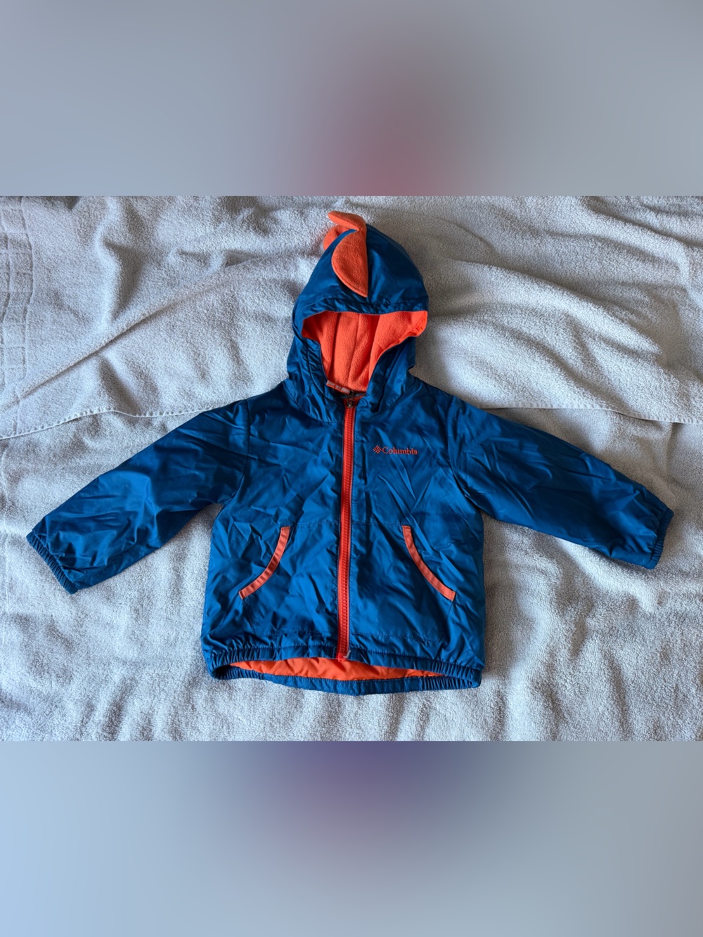 Columbia Dinosaur 🦖 Kids Blue Jacket with Orange Lining